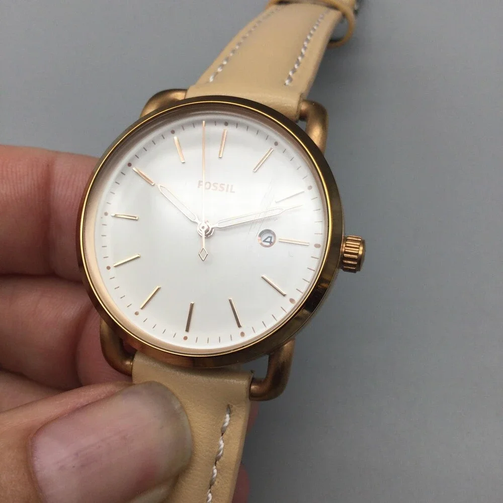 Fossil Commuter Womens Watch 42mm Date Brown Leather ES4335 New Battery